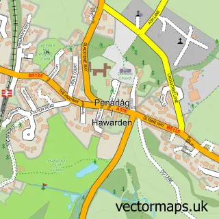 Street map sample of Hawarden, Clwyd