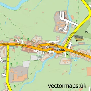 Street map sample of Hawes, North Yorkshire