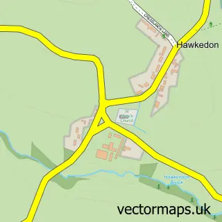 Street map sample of Hawkedon, Suffolk