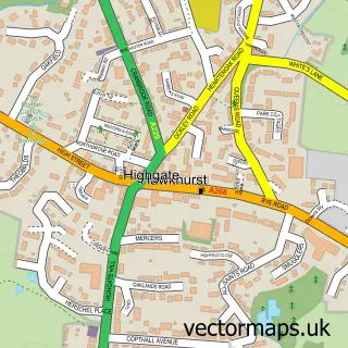 Street map sample of Hawkhurst, Kent