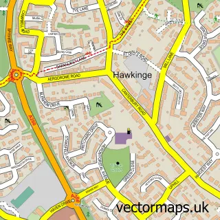 Street map sample of Hawkinge, Kent