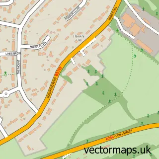 Street map sample of Hawk's Hill, Surrey