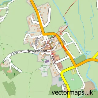 Street map sample of Hawkshead, Cumbria