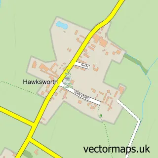 Street map sample of Hawksworth, Nottinghamshire