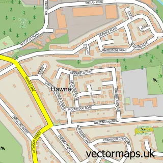 Street map sample of Hawne, West Midlands