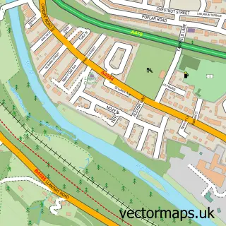 Street map sample of Hawthorn, Mid Glamorgan