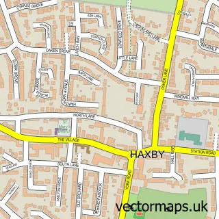 Street map sample of Haxby, North Yorkshire
