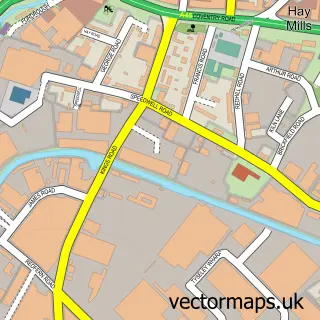 Street map sample of Hay Mills, West Midlands