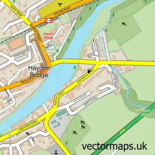 Street map sample of Haydon Bridge, Northumberland