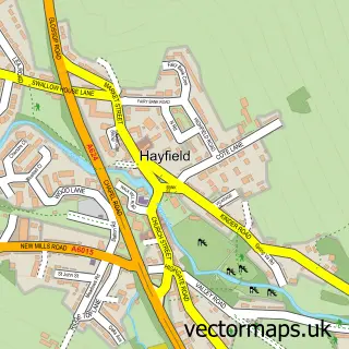 Street map sample of Hayfield, Derbyshire