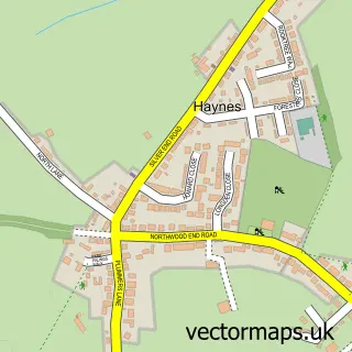 Street map sample of Haynes, Bedfordshire