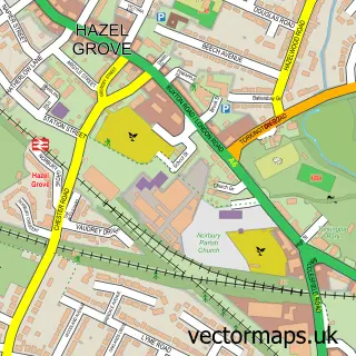 Street map sample of Hazel Grove, Greater Manchester