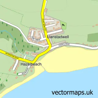 Street map sample of Hazelbeach, Dyfed