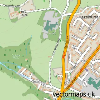 Street map sample of Hazelhurst, Greater Manchester