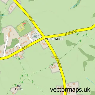 Street map sample of Hazelwood, Derbyshire