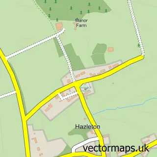 Street map sample of Hazleton, Gloucestershire