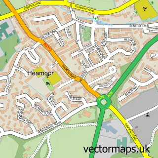 Street map sample of Heamoor, Cornwall