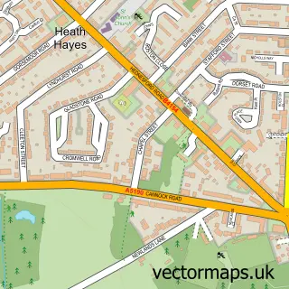 Street map sample of Heath Hayes, Staffordshire