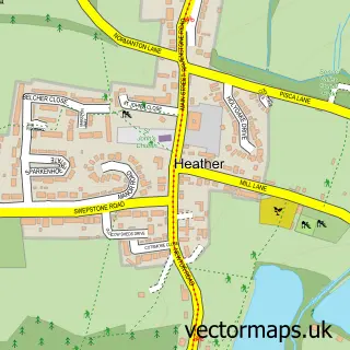 Street map sample of Heather, Leicestershire