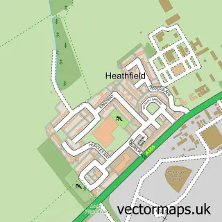 Street map sample of Heathfield, Cambridgeshire