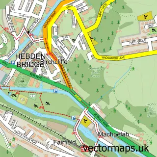 Street map sample of Hebden Bridge, West Yorkshire