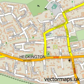 Street map sample of Heckington, Lincolnshire