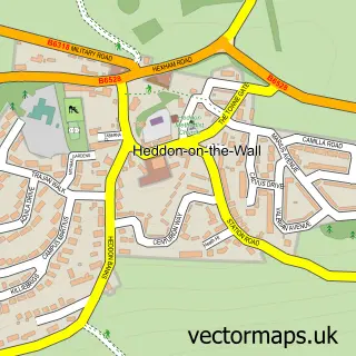 Street map sample of Heddon on the Wall, Northumberland