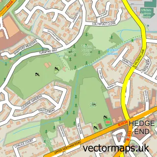 Street map sample of Hedge End, Hampshire
