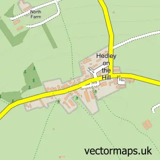 Street map sample of Hedley on the Hill, Northumberland
