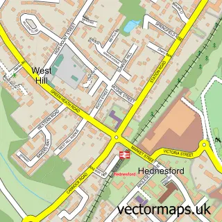 Street map sample of Hednesford, Staffordshire