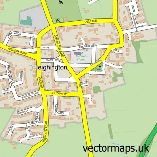Street map sample of Heighington, Durham