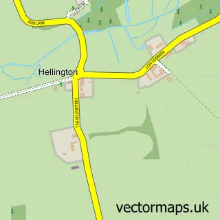 Street map sample of Hellington, Norfolk