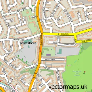 Street map sample of Helmshore, Lancashire