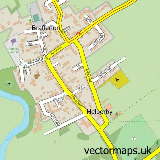 Street map sample of Helperby, North Yorkshire