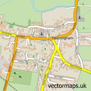 Street map sample of Helpringham, Lincolnshire