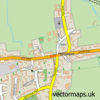 Street map sample of Helpston, Cambridgeshire