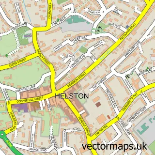 Street map sample of Helston, Cornwall
