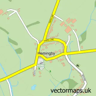 Street map sample of Hemingby, Lincolnshire