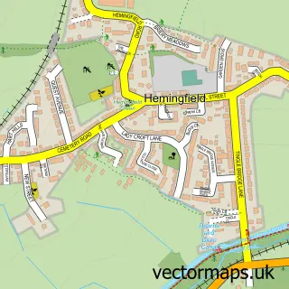 Street map sample of Hemingfield, South Yorkshire