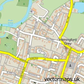 Street map sample of Hemingford Grey, Cambridgeshire