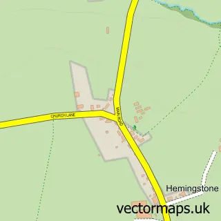 Street map sample of Hemingstone, Suffolk