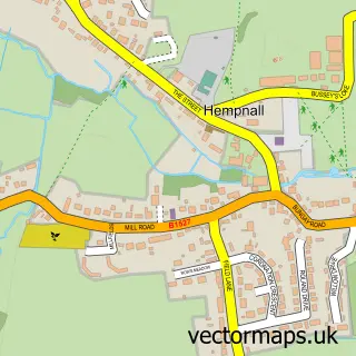 Street map sample of Hempnall, Norfolk