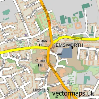 Street map sample of Hemsworth, West Yorkshire