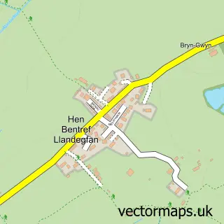 Street map sample of Hen Bentref Llandegfan, Gwynedd