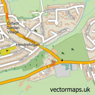 Street map sample of Hendreforgan, Mid Glamorgan