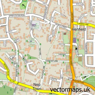 Street map sample of Henfield, West Sussex