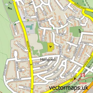 Street map sample of Hengoed, Gwent