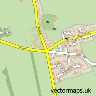 Street map sample of Henley, Suffolk