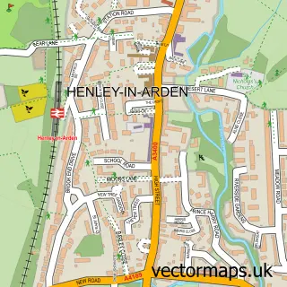 Street map sample of Henley-in-Arden, Warwickshire