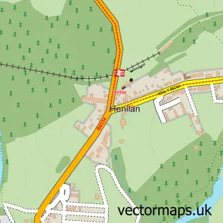 Street map sample of Henllan, Dyfed